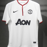 2013/14 M Utd Away White Retro Player Version Soccer Jersey