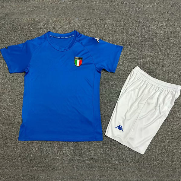 2000 Italy Home Blue Kids Retro Soccer Jersey