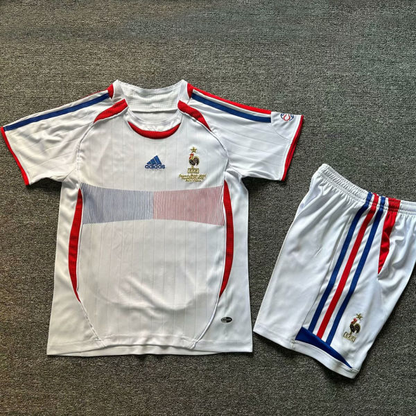 2006 France Away White Retro Kids Soccer Jersey