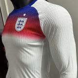 2025/26 England Home White Player Version Long Sleeve Soccer Jersey
