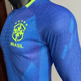 2025/26 Brazil Away Blue Player Version Long Sleeve Soccer Jersey