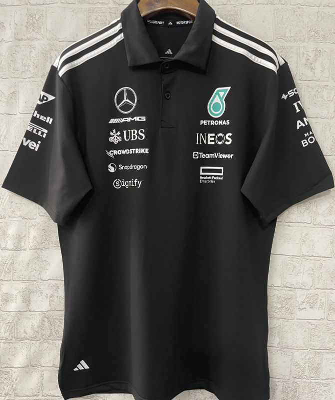 2025 Mercedes AMG Petronas F1 Black POLO Team T-Shirt
