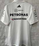 2025 Mercedes AMG Petronas F1 White POLO Team T-Shirt  有领