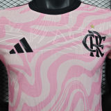 Familia #10 Flamengo Pink Player Version Soccer Jersey 2023 带胸前广告 球员版