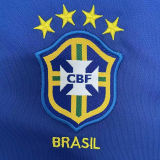 2002 Brazil Away Blue Retro Long Sleeve Soccer Jersey