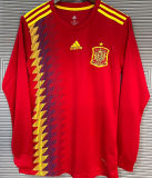 2018 Spain Home Red Retro Long Sleeve Jersey