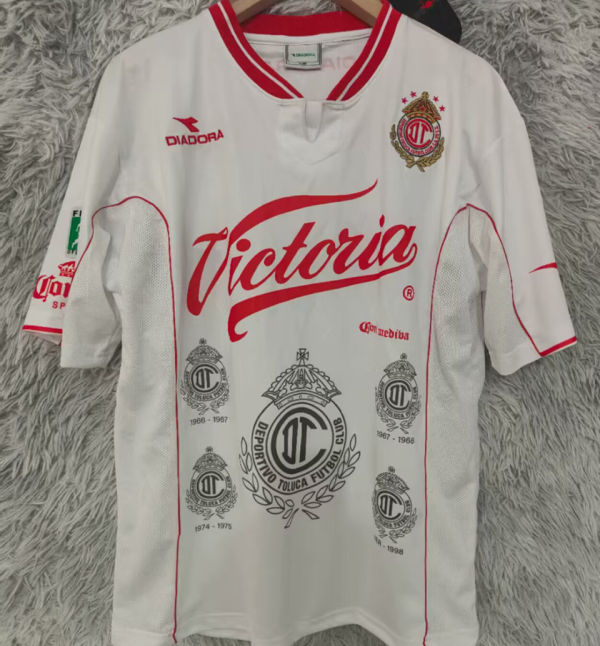 1998/1999 Deportivo Toluca Away White Retro Soccer Jersey 托卢卡