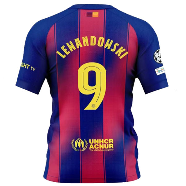 LEWANDOWSKI # 9 BA 1:1 Quality Home Fans Soccer Jersey 2025/26  UCL Font 欧冠字体