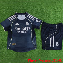 2025/26 RM Away Black Player Version Kids Soccer Jersey 球员版童装