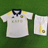 2025/26 Al Nassr 4TH White  Player Version Kids Soccer Jersey 球员版童装