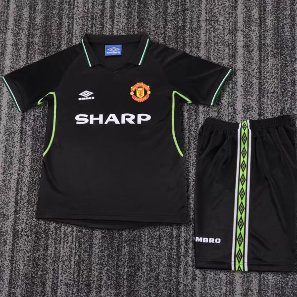 1998/1999 M Utd Away Black UCL Version Retro Kids Soccer Jersey