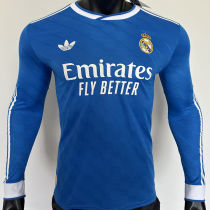 2025/26 RM Third Blue Player Version Long Sleeve Soccer Jersey
