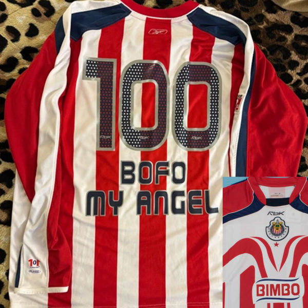 BOFO MY ANGEL #100 Chivas Home Retro Long Sleeve Soccer Jersey 2006/2007