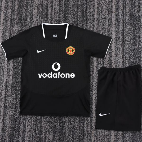 2003/2005 M Utd Away Black Retro Kids Soccer Jersey