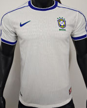1998 Brazil White Retro Player Version Soccer Jersey 球员版