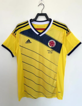 2014 Colombia Home Yellow Retro Soccer Jersey（Wearing small lettering on the chest）胸前印有小字