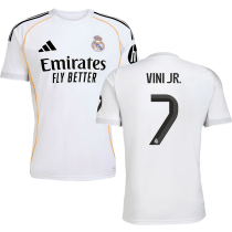 VINI JR． #7 RM Home 1:1 Quality White Fans Soccer Jersey 2025/26（UCL Font)
