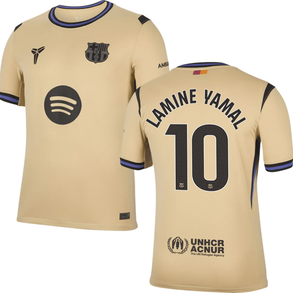 LAMINE YAMAL #10 BA 1:1 Quality Away Fans Soccer Jersey 2025/26 (LaLiga Font 西甲字体 有号下广告)