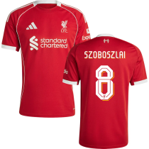 SZOBOSZLAI #8 LFC 1:1 Home Red Fans Jersey 2025/26 (UCL Font 欧冠字体 )