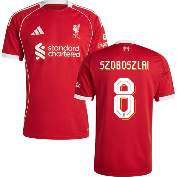 SZOBOSZLAI #8 LFC 1:1 Home Red Fans Jersey 2025/26 (UCL Font 欧冠字体 )