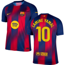 LAMINE YAMAL #10 BA 1:1 Quality Home Fans Soccer Jersey 2025/26  (LaLiga Font 西甲字体 有号下广告)