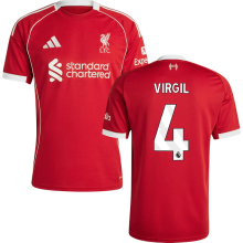 VIRGIL #4 LFC 1:1 Home Red Fans Jersey 2025/26 (League Font 联赛字体 )