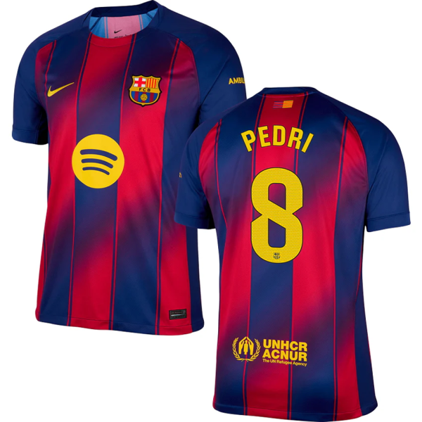 PEDRI # 8 BA 1:1 Quality Home Fans Soccer Jersey 2025/26  (LaLiga Font 西甲字体 有号下广告)