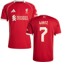 WIRTZ #7 LFC 1:1 Home Red Fans Jersey 2025/26 (UCL Font 欧冠字体 )