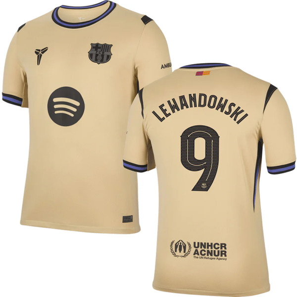 LEWANDOWSKI # 9 BA 1:1 Quality Away Fans Soccer Jersey 2025/26 (UCL Font 欧冠字体 有号下广告)