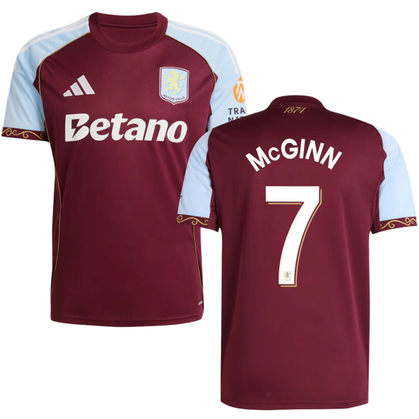 McGINN #7 Aston Villa Home Fans Soccer Jersey  2025/26 (UCL Font 欧冠字体 )