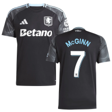 McGINN #7 Aston Villa Away Black Fans Soccer Jersey 2025/26 (UCL Font 欧冠字体 )