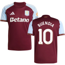 BUENDIA #10 Aston Villa Home Fans Soccer Jersey  2025/26 (UCL Font 欧冠字体 )