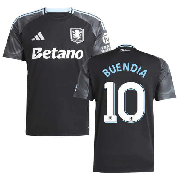 BUENDIA #10 Aston Villa Away Black Fans Soccer Jersey 2025/26 (UCL Font 欧冠字体 )