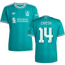 CHIESA #14 LFC 1:1 Quality Third Green Fans Soccer Jersey 2025/26 (UCL Font 欧冠字体 )