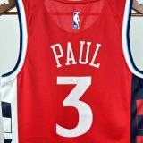 2025 Clippers PAUL #3 Red NBA Jersey