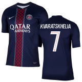 KVARATSKHELIA #7 PSG 1:1 Quality Home Fans Soccer Jersey 2025/26 (League Font 联赛字体 )