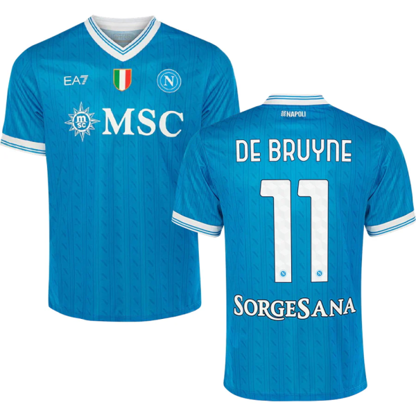 DE BRUYNE #11 Napoli 1:1 Quality Home Fans Soccer Jersey 2025/26 (Have Champion Patch 胸前章 And SORGESANA 号下广告)