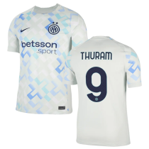 THURAM #9 In Milan Away White Fans Soccer Jersey 2025/26