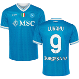 LUKAKU#9 Napoli 1:1 Quality Home Fans Soccer Jersey 2025/26 (Have Champion Patch 胸前章 And SORGESANA 号下广告)