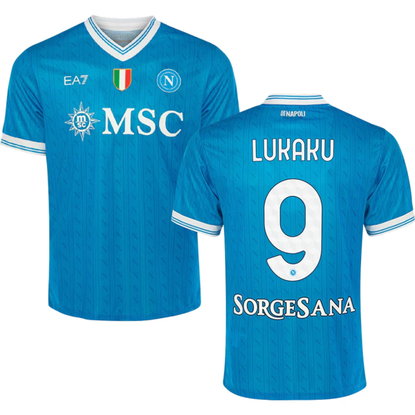 LUKAKU#9 Napoli 1:1 Quality Home Fans Soccer Jersey 2025/26 (Have Champion Patch 胸前章 And SORGESANA 号下广告)