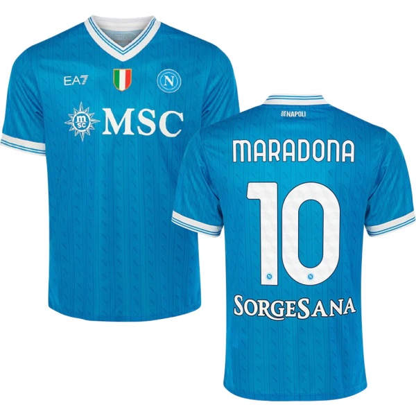 MARADONA #10 Napoli 1:1 Quality Home Fans Soccer Jersey 2025/26 (Have Champion Patch 胸前章 And SORGESANA 号下广告)