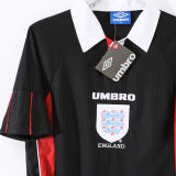 1998 England Away Black Retro Soccer Jersey