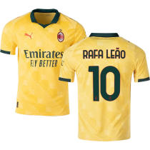 RAFA LEãO #10 AC Milan Third Yellow Fans Soccer Jersey 2025/26