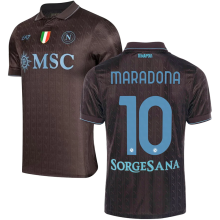 MARADONA  #10 Napoli Third Fans Soccer Jersey 2025/26 (Have Champion Patch 胸前章 And SORGESANA 号下广告)