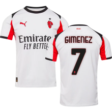 GIMENEZ #7 AC Milan Away White Fans Soccer Jersey 2025/26