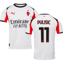 PULISIC #11  AC Milan Away White Fans Soccer Jersey 2025/26