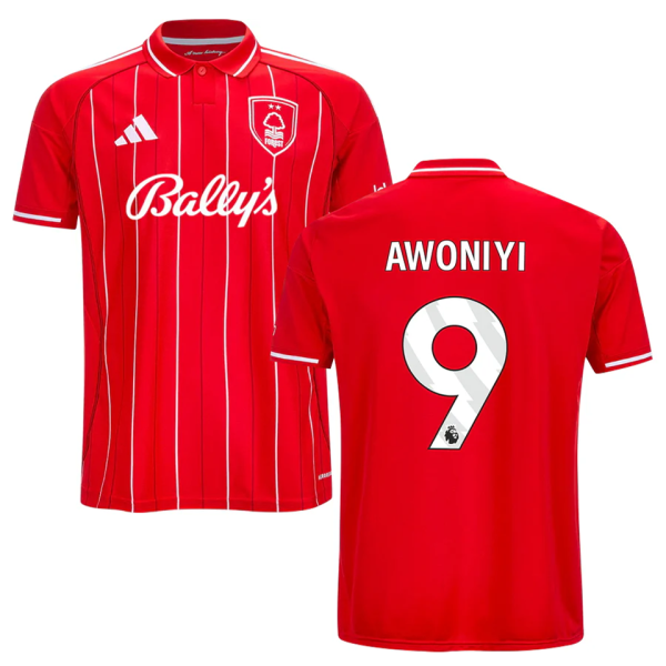 AWONIYI #9 Nottingham Forest Home Red Fans Jersey 2025/26 (League Font 联赛字体 )