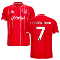 HUDSON-ODOI #7 Nottingham Forest Home Red Fans Jersey 2025/26 (League Font 联赛字体 )