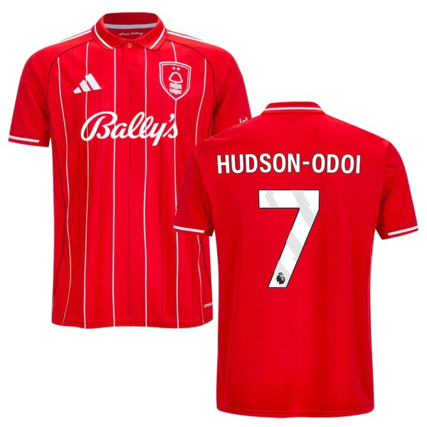 HUDSON-ODOI #7 Nottingham Forest Home Red Fans Jersey 2025/26 (League Font 联赛字体 )