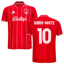 GIBBS-WHITE #10 Nottingham Forest Home Red Fans Jersey 2025/26 (CUP Font 杯赛字体 )